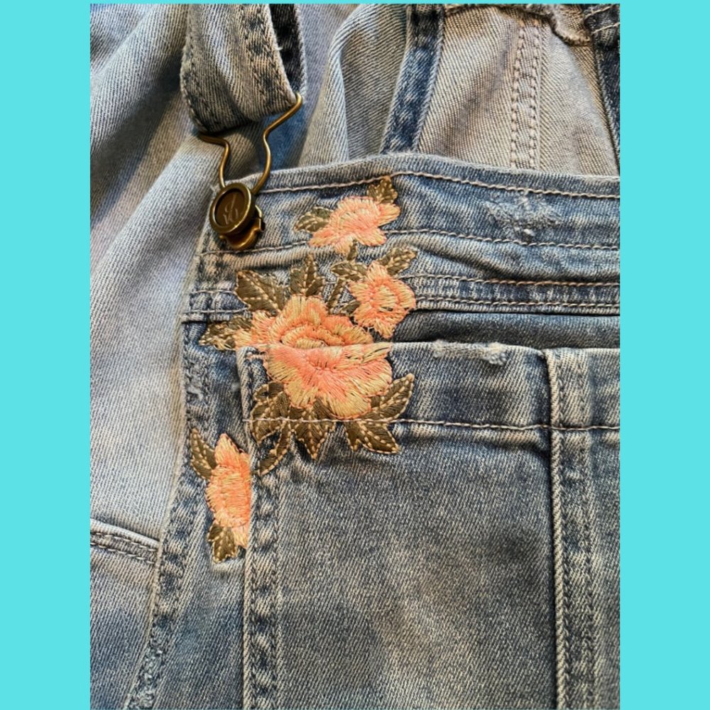 Beautiful Driftwood Embroidered Overalls